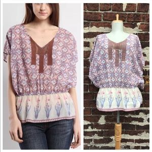🎉Free People S Embroidered Bib Batwing Top🎉